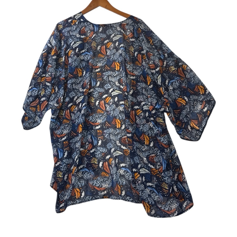 Tropical Escape Butterfly Print Kimono Cover Up Women’s Large Boho Lightweight